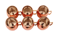 Set of 6 Copper Nickel Round Hammered Moscow Mule Mug Cup 530 ML (18 Oz) each - Hotel Restaurant Beer Bar