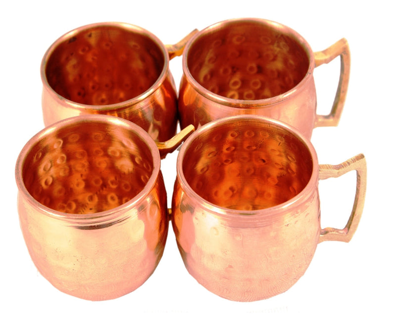 Set of 4 Pure Copper Shot Round Mug Cup|Serving Drinking Vodka Taquila Shots|Volume 50 ML each