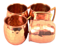 Set of 4 Pure Copper Shot Round Mug Cup|Serving Drinking Vodka Taquila Shots|Volume 50 ML each