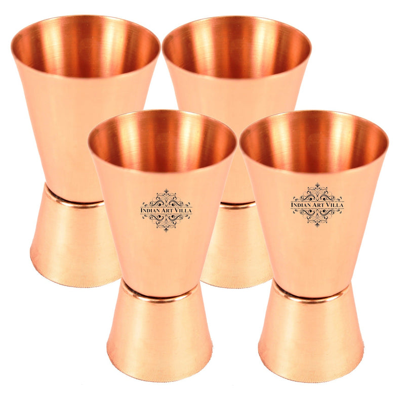 Set of 4 Pure Copper Jiggers Shot Glasses 50 ML each - Vodka Taquila Bar Drinkware Hotel Restaurant Tableware Serveware