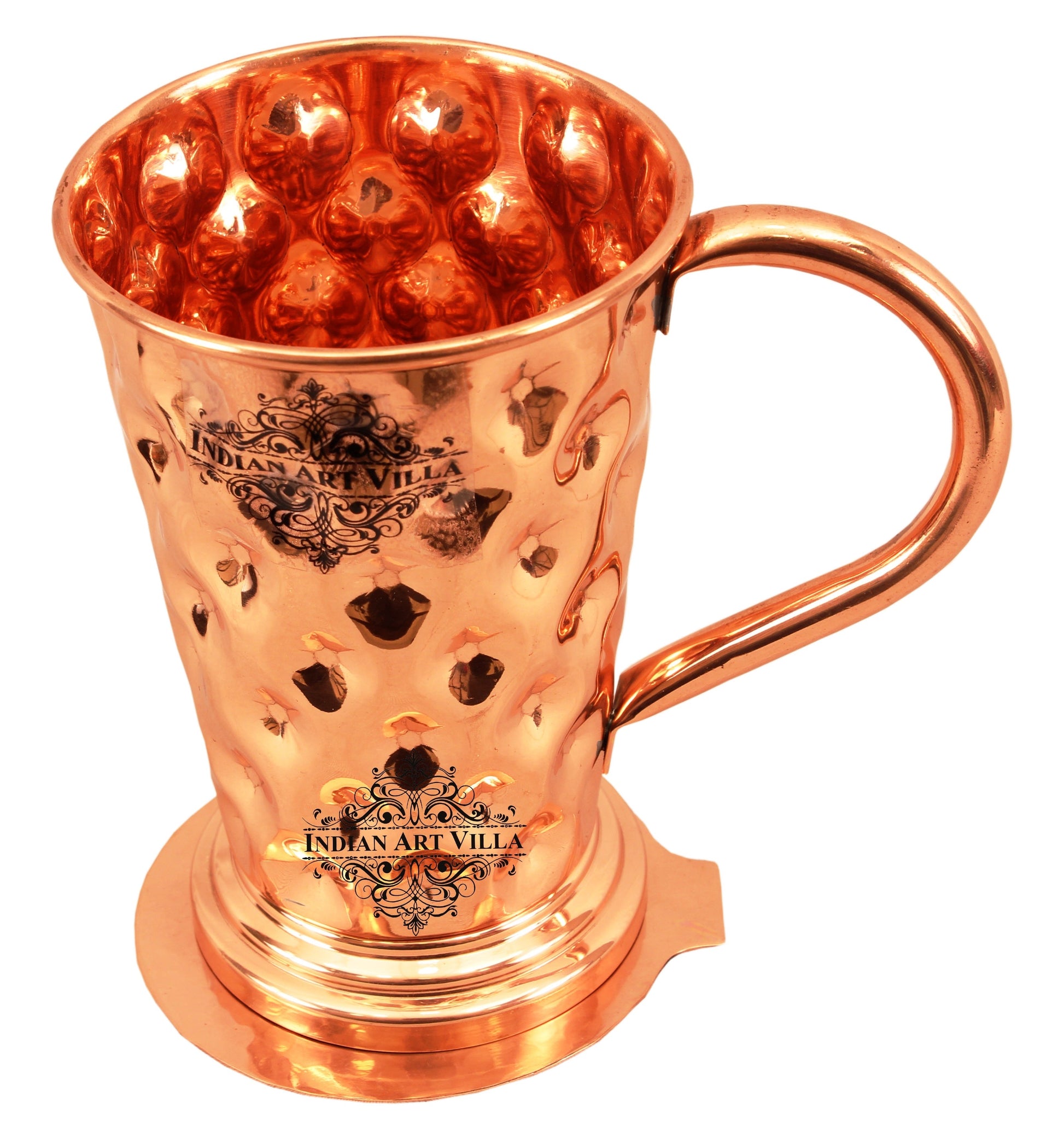 Pure Copper Big diamond Mug Moscow Mule Cup 450 ML with Coaster