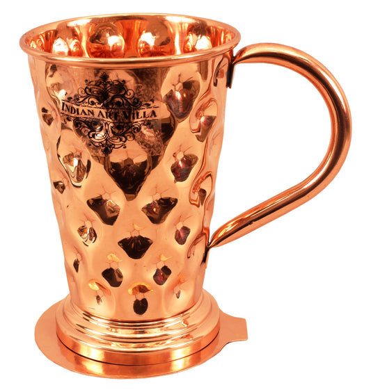 Pure Copper Big diamond Mug Moscow Mule Cup 450 ML with Coaster
