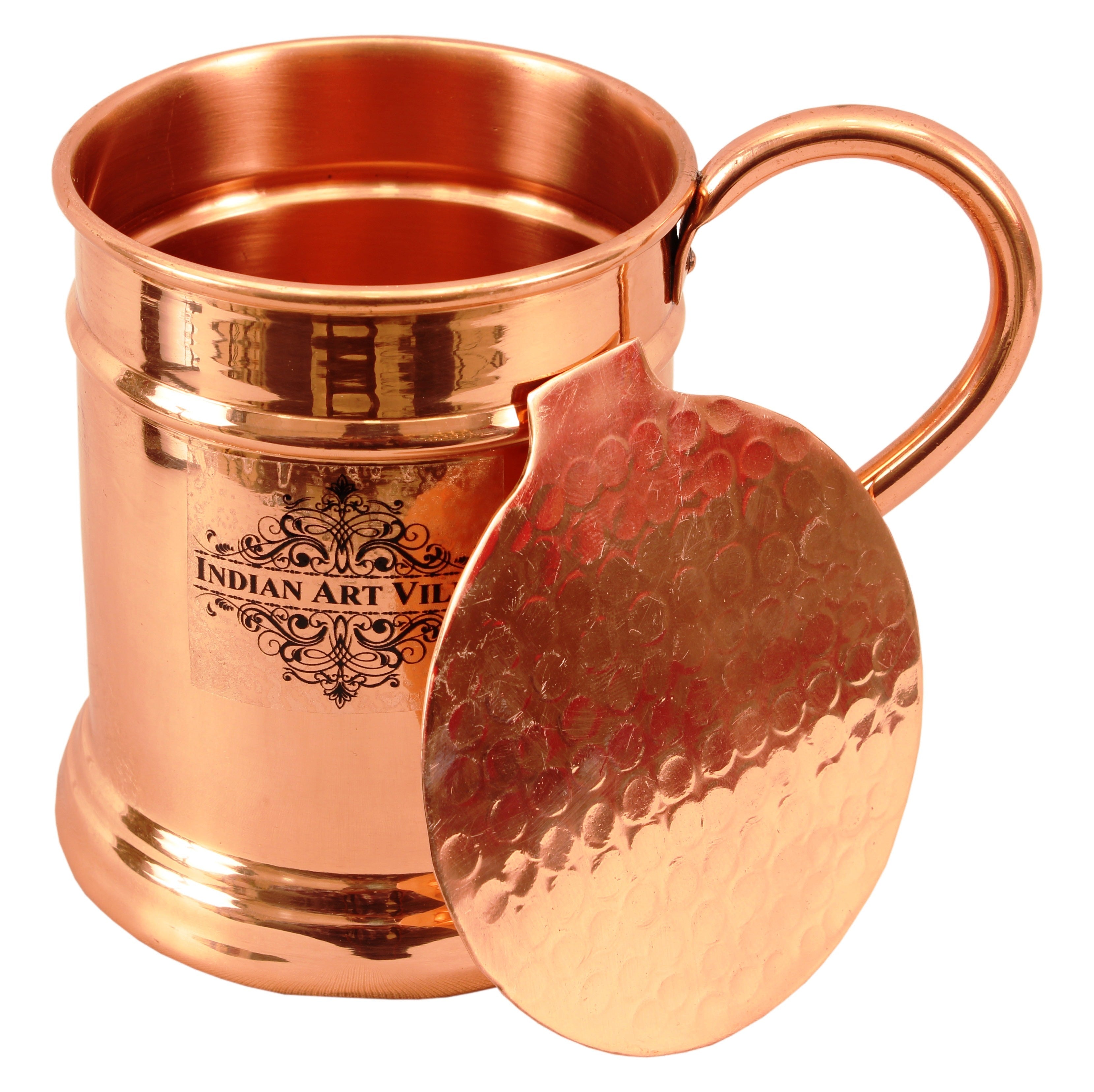 Handcrafted Pure Copper Plain Design Big Mug Cup 600 ML with Coaster