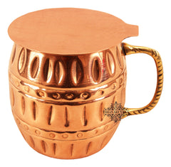 Handmade Pure Copper Barrel Design Beer Mug with Coaster