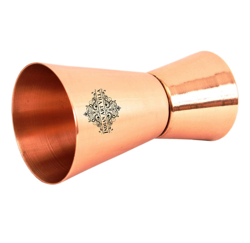 Pure Copper 2 Wine Glass Tumbler with 4 Shot Jiggers Glass, Barware Set, Best for Parties, 4 Pieces