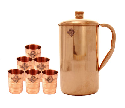 Pure Copper Jug / Pitcher with Glasses / Tumblers | Serveware | Drinkware