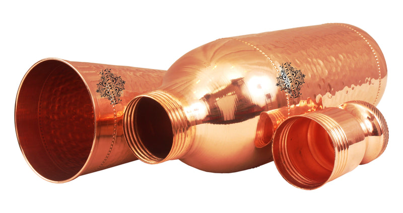 Pure Copper Hammered Cocktail Shaker Bottle with 1 Glass