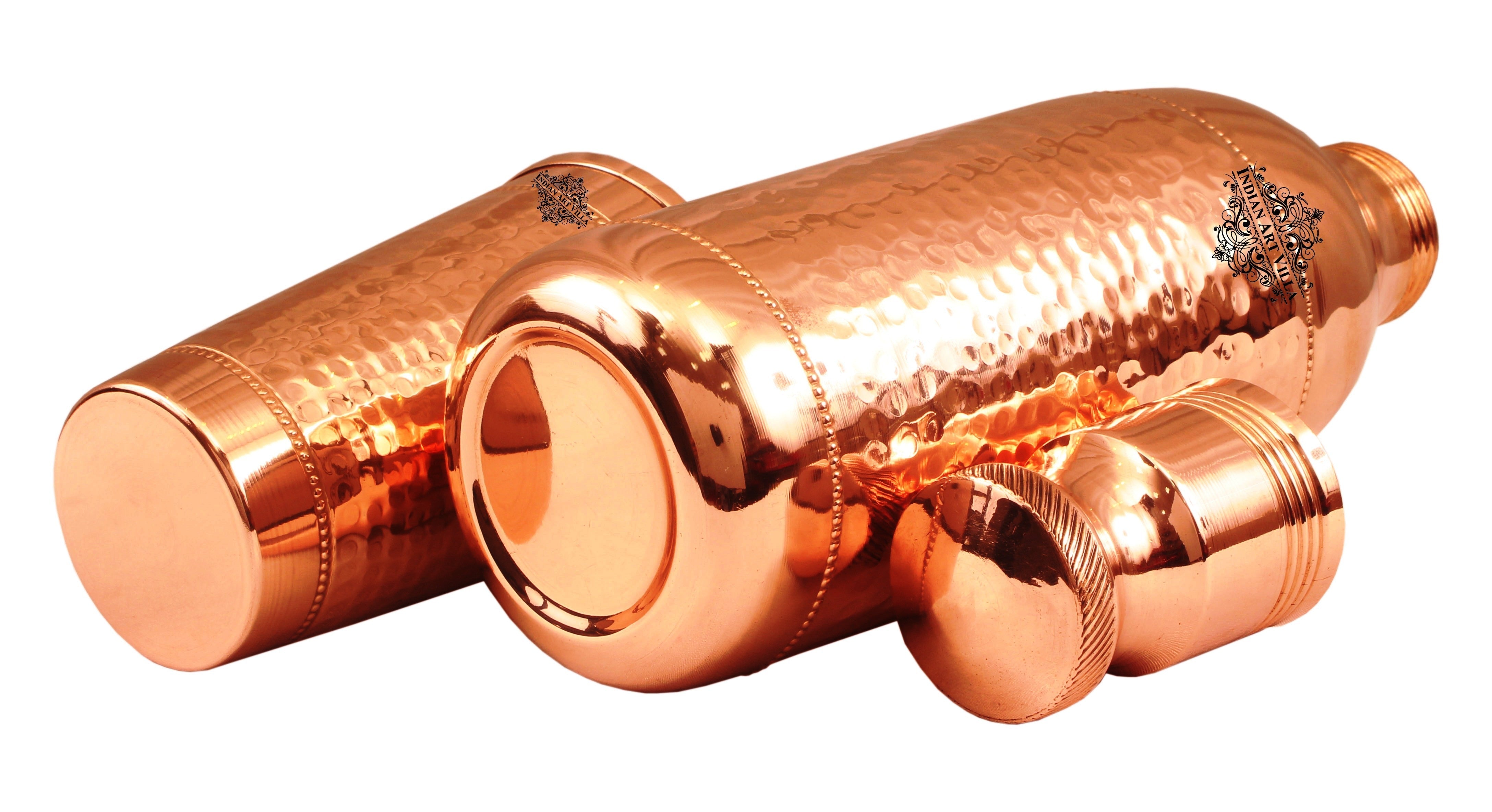 Pure Copper Hammered Cocktail Shaker Bottle with 1 Glass