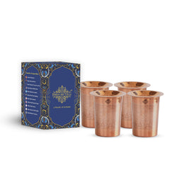 Pure Copper Embossed & Plain Glass with Lid 300ml