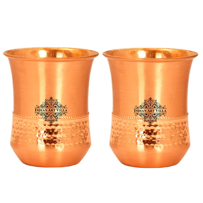 Copper Designer Hammered & Smooth Bedroom Bottle With handle and Copper Glasses,Drinkware, Diwali Anniversary Party Christmas Gift Set