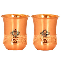 Copper Designer Hammered & Smooth Bedroom Bottle With Copper Glasses,Drinkware, Diwali Anniversary Party Christmas Gift Set