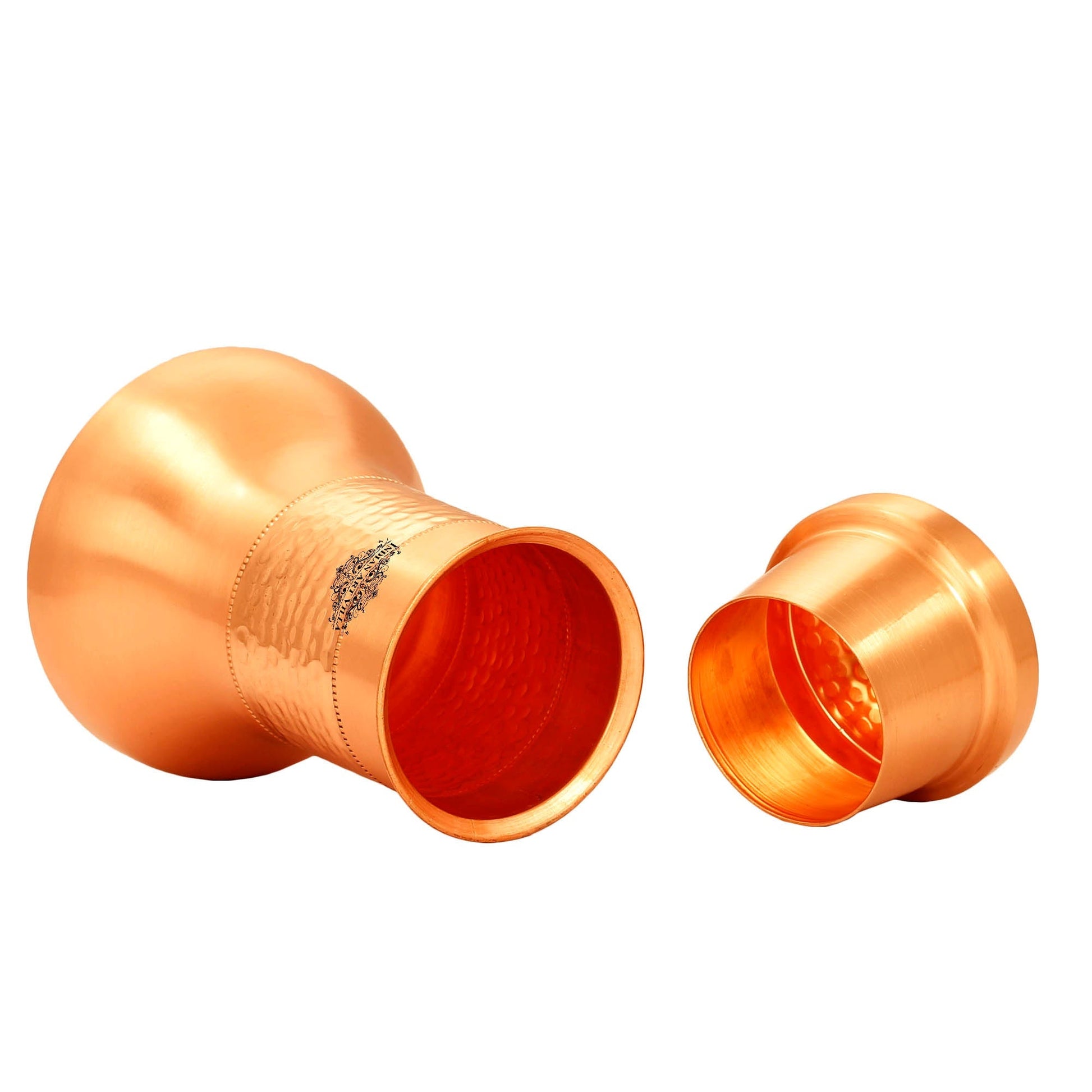 Copper Designer Hammered & Smooth Bedroom Bottle With Copper Glasses,Drinkware, Diwali Anniversary Party Christmas Gift Set