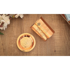 Pure Copper Embossed & Plain Glass with Lid 300ml