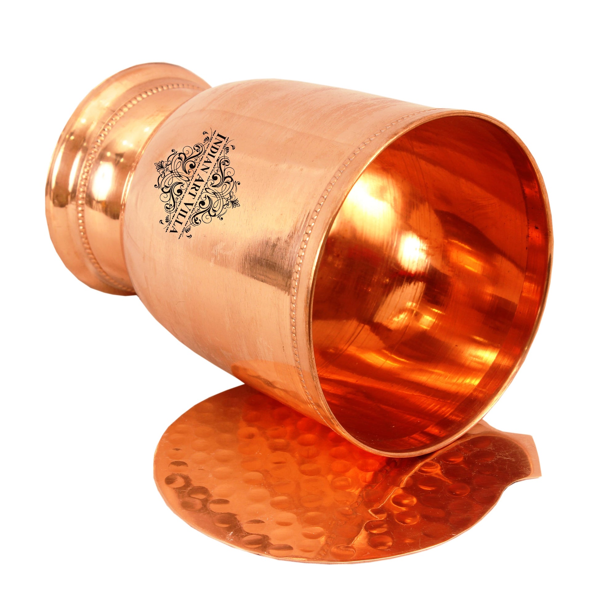 Copper Plain Design Wine Glass Tumbler with Bottom Coaster 450 ML