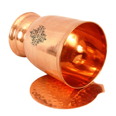 Copper Plain Design Wine Glass Tumbler with Bottom Coaster 450 ML