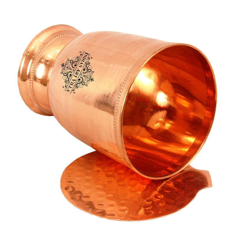 Copper Plain Design Wine Glass Tumbler with Bottom Coaster 450 ML