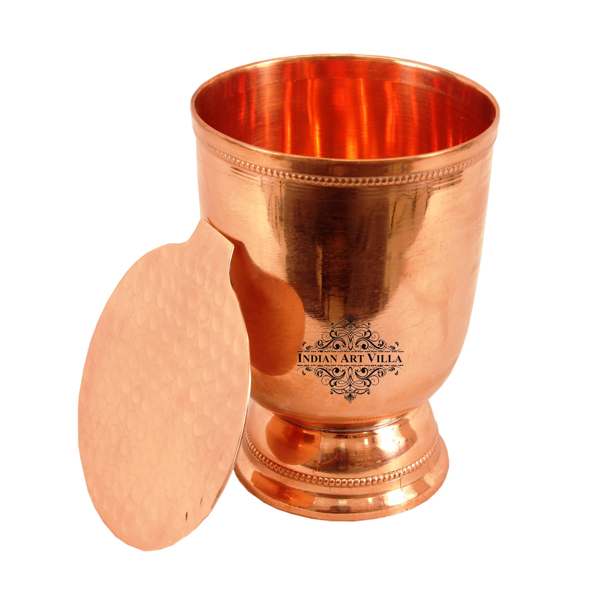 Copper Plain Design Wine Glass Tumbler with Bottom Coaster 450 ML