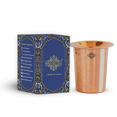 Pure Copper Embossed & Plain Glass with Lid 300ml