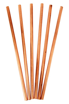 Pure Copper Set of 6 Plain Design Straight Solid Straw