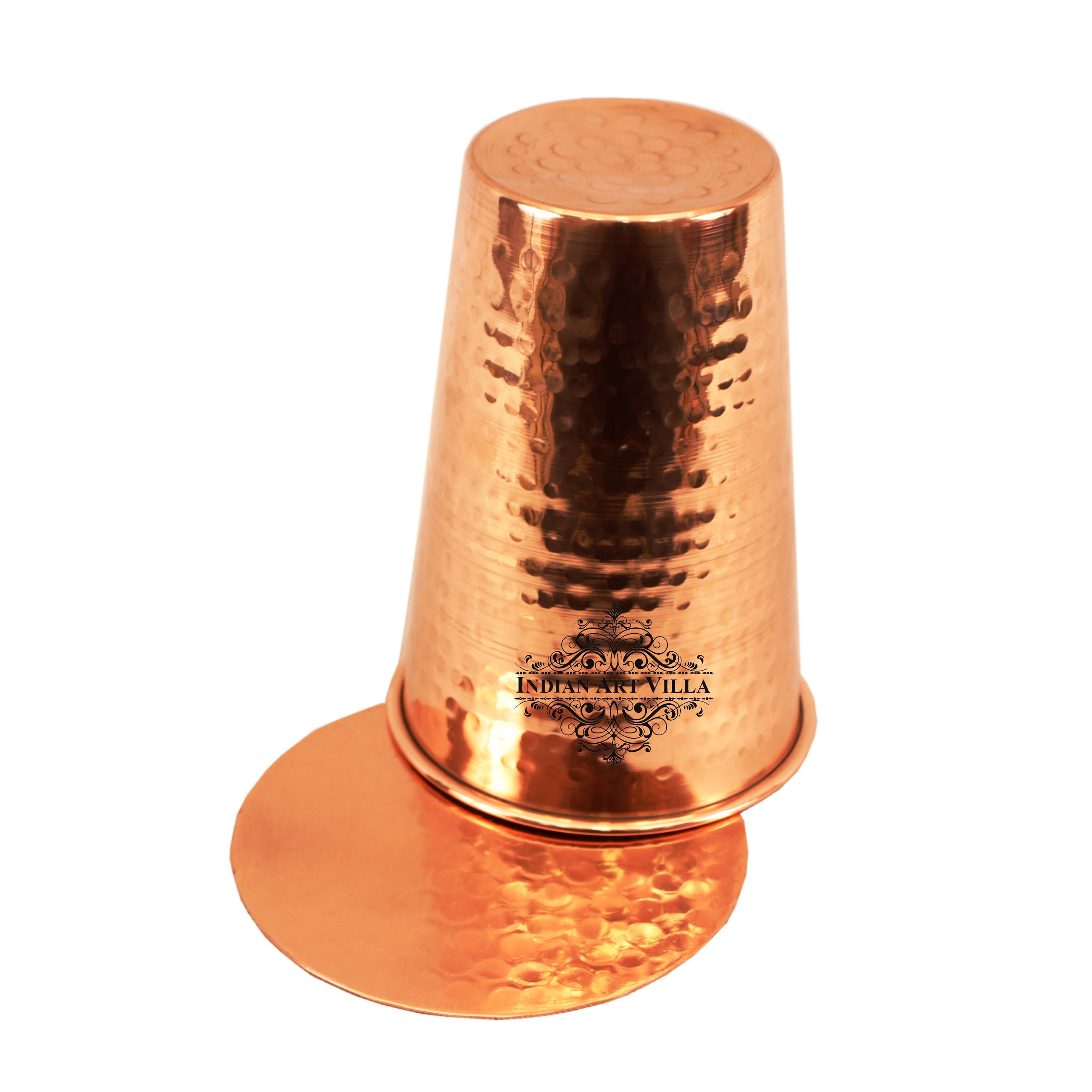 Hammered Copper Glass with Lid – Timeless Craftsmanship for Healthy Living - 300ML