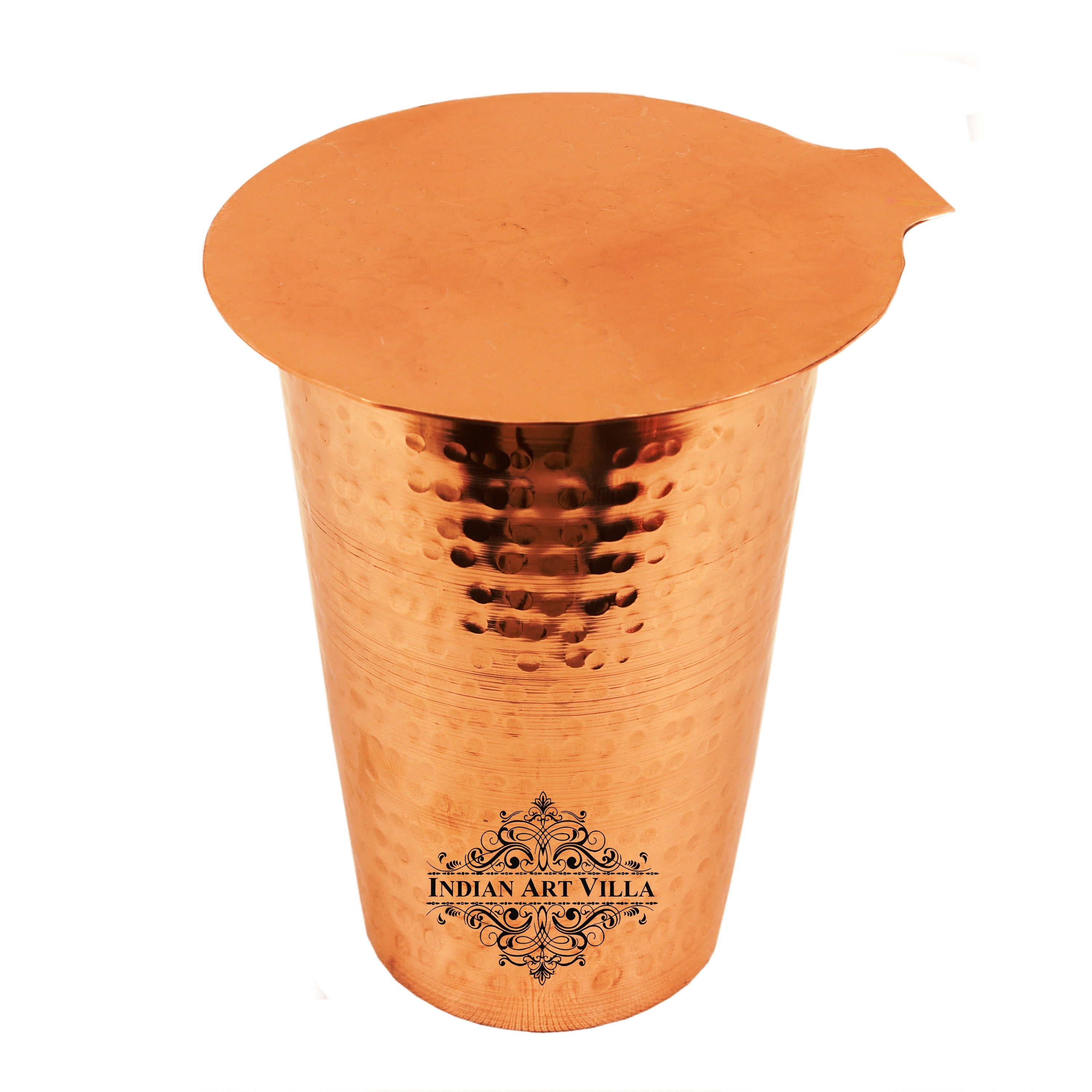 Hammered Copper Glass with Lid – Timeless Craftsmanship for Healthy Living - 300ML