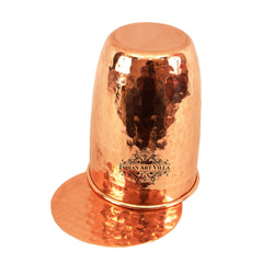 Copper Hammered Design Glass Tumbler with Coaster 275 ML
