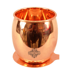 Round Copper Antique Finish  Glass with Coaster – Craftsmanship for Healthy Living