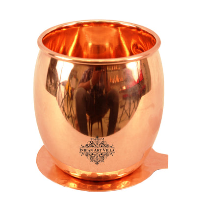 Round Copper Antique Finish  Glass with Coaster – Craftsmanship for Healthy Living