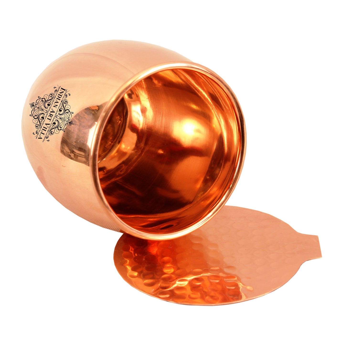 Round Copper Antique Finish  Glass with Coaster – Craftsmanship for Healthy Living