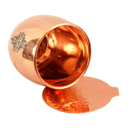 Round Copper Antique Finish  Glass with Coaster – Craftsmanship for Healthy Living