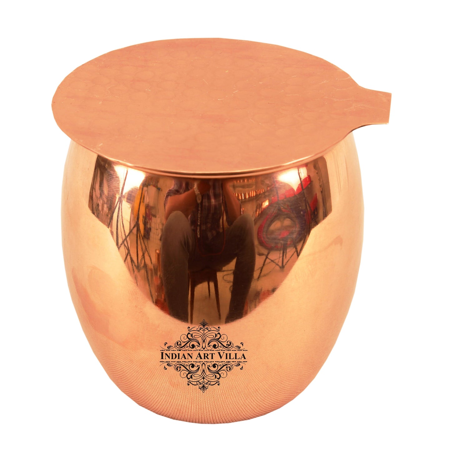 Round Copper Antique Finish  Glass with Coaster – Craftsmanship for Healthy Living