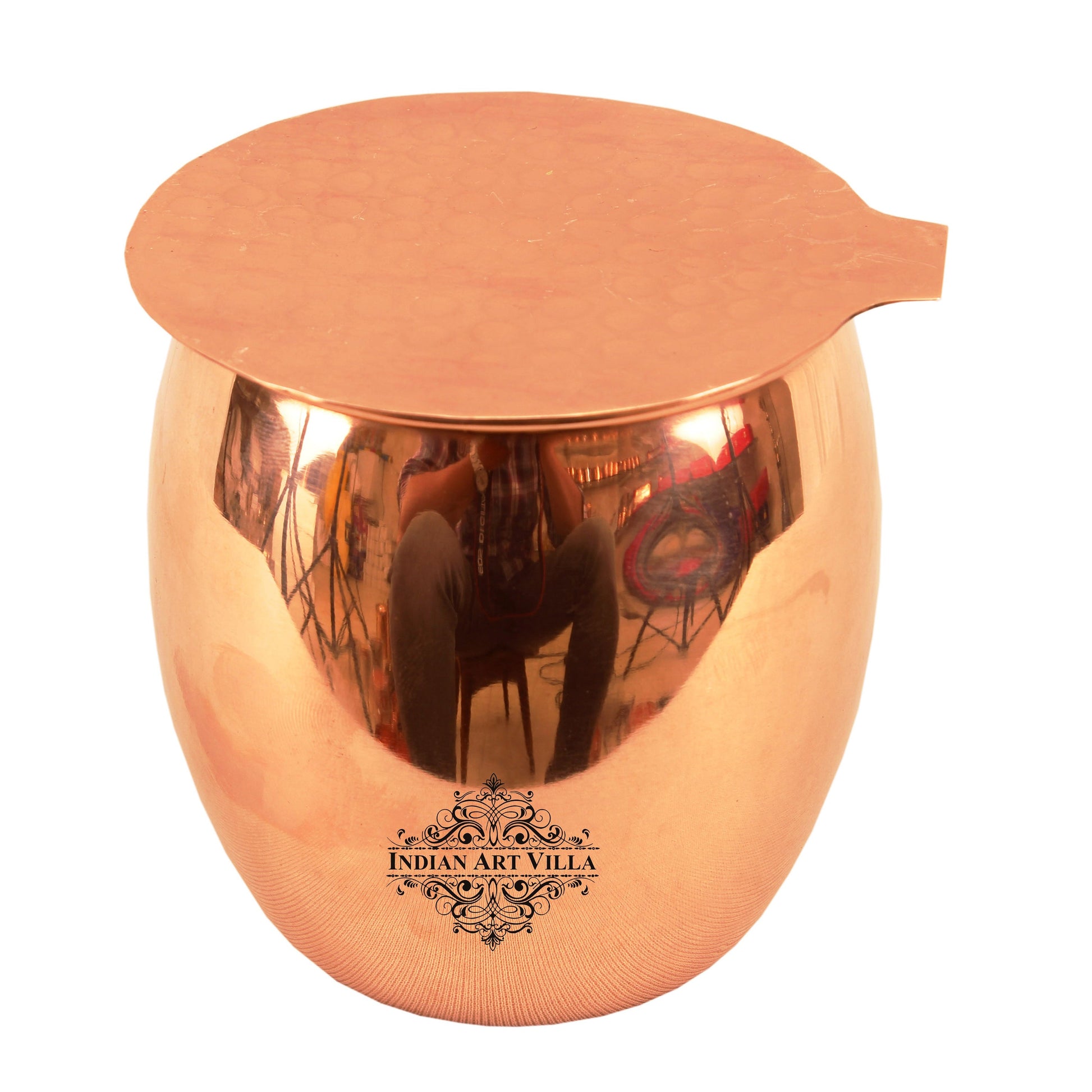 Round Copper Antique Finish  Glass with Coaster – Craftsmanship for Healthy Living