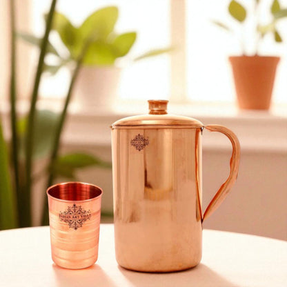 Pure Copper Jug 1200 ML & 1 Glass Tumbler 300 ML