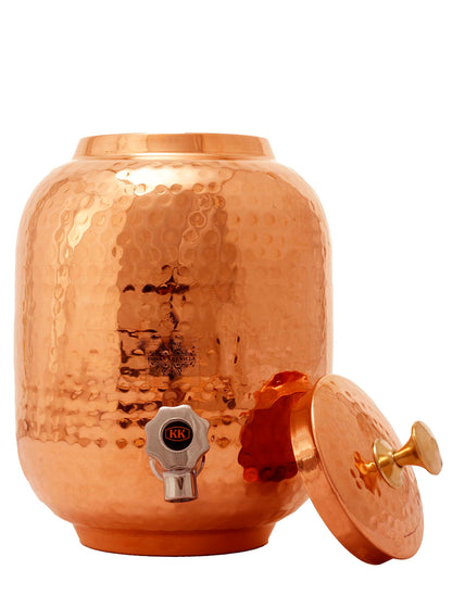 Pure Copper Water Dispenser Container With 2 Glass Tumbler