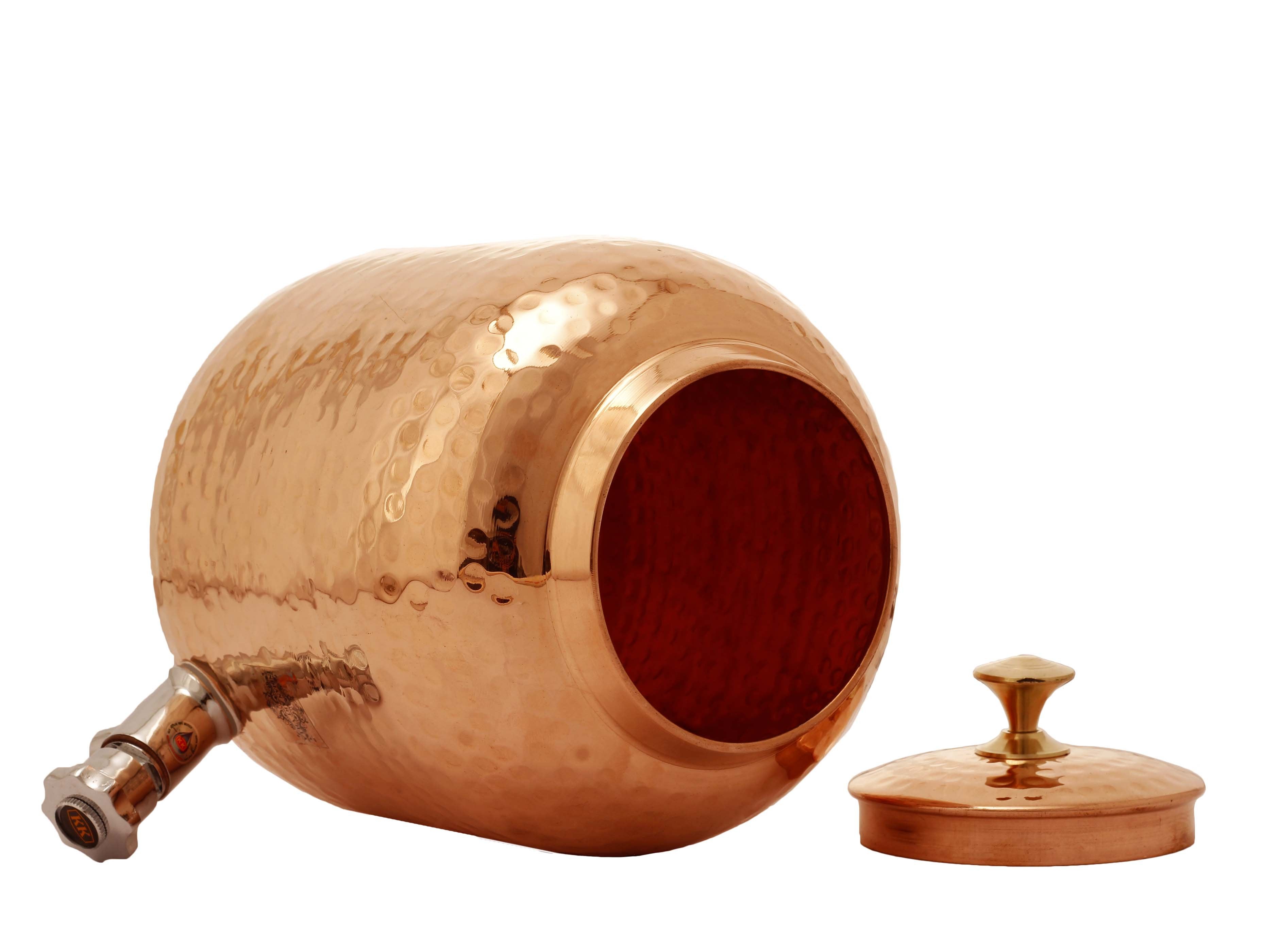 Pure Copper Water Dispenser Container With 2 Glass Tumbler