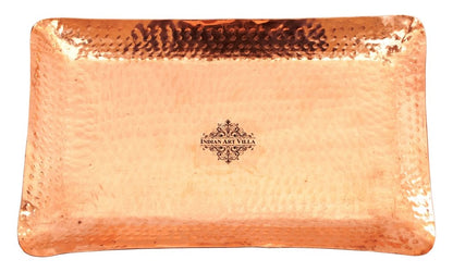 Copper Hammered Rectangular Tray with 6 Mathat Glasses
