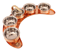 Pure Copper Maharaja Style Full Moon Tray Plate with Serving Sauce Pots