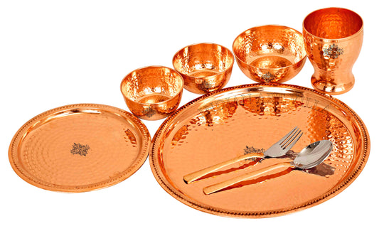 Handcrafted Pure Copper Hammered Dinner Set (8 Pieces) 12'' Inch
