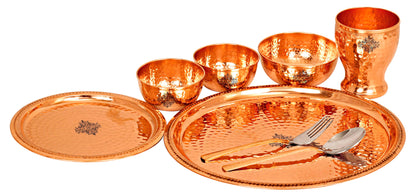 Handcrafted Pure Copper Hammered Dinner Set (8 Pieces) 12'' Inch