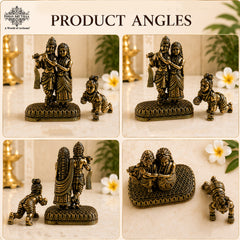 Pure Brass Miniature Radha Krishna With Laddu Gopal Ji Combo