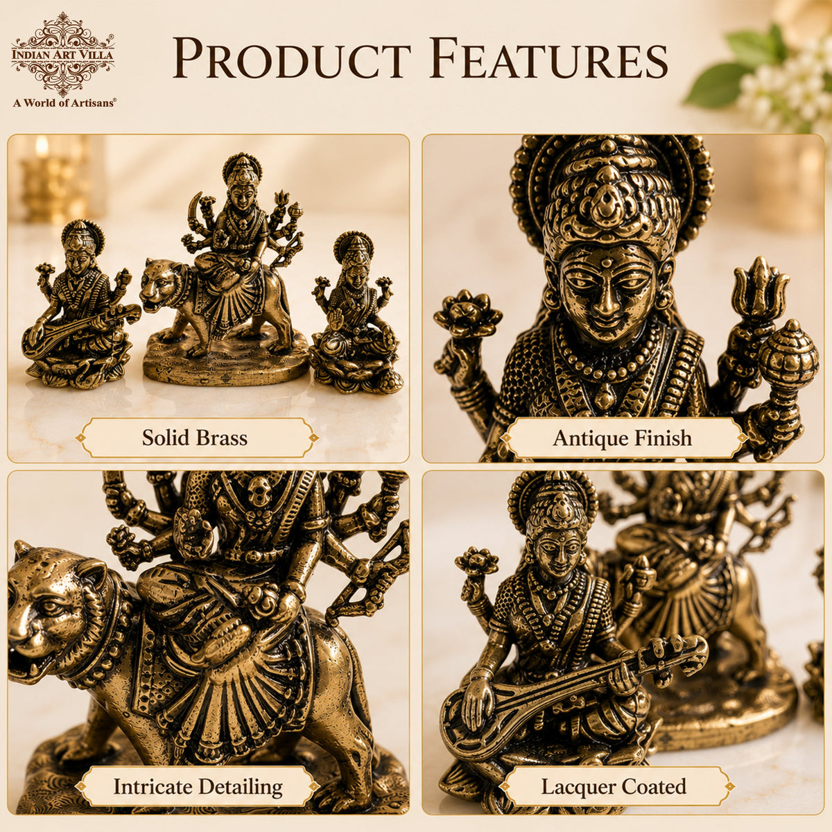 Pure Brass Miniature Shiv Parivar Idol With Nandi Combo