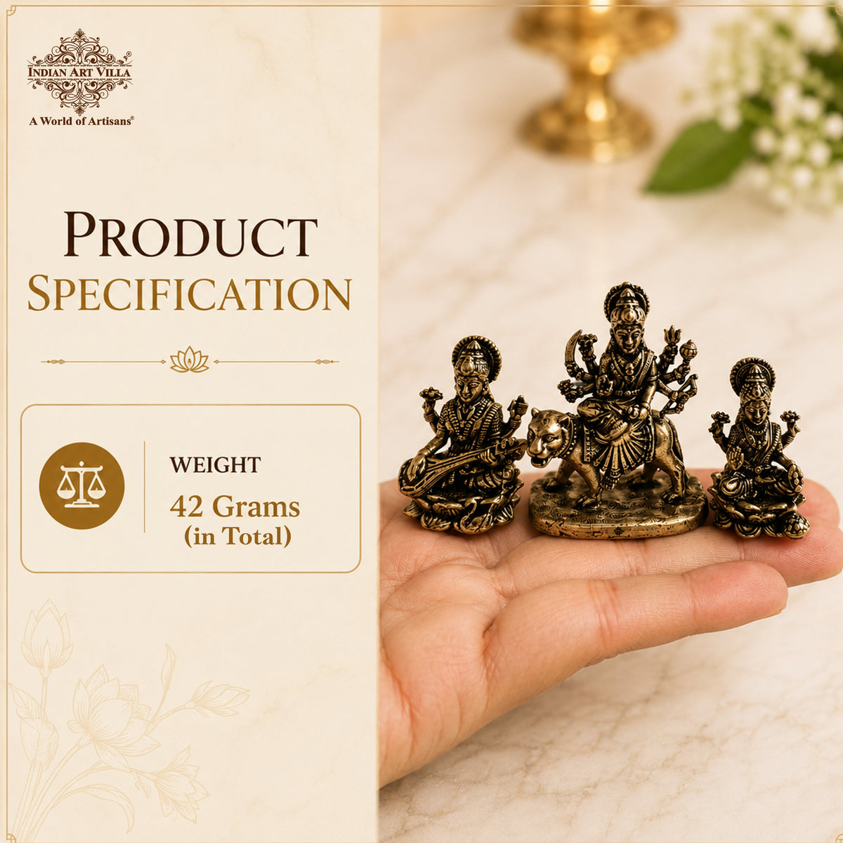 Pure Brass Miniature Shiv Parivar Idol With Nandi Combo