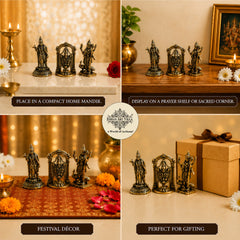 Pure Brass Miniature South Indian Deity Idol Combo for Home Mandir & Décor