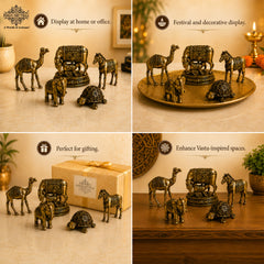 Pure Brass Miniature Vastu Animals Idol Combo For Positive Energy & Home Décor