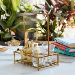 Pure Brass Tea Kettle Set with 2 Cups
