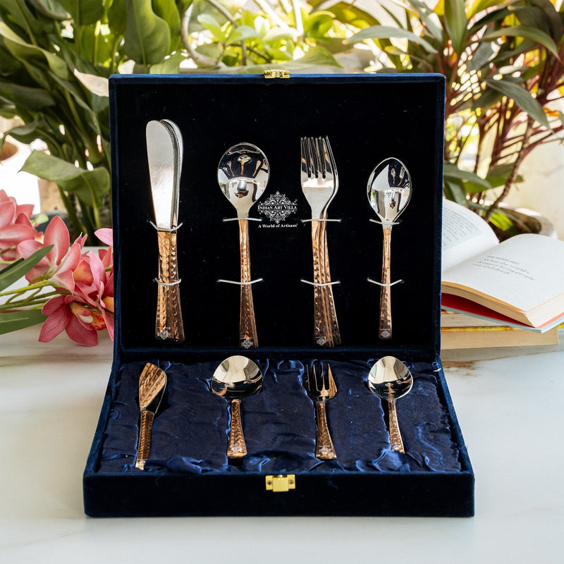 Steel Copper Cutlery Set of 24 pcs with Velver Gift Box