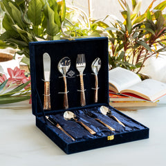 Steel Copper Cutlery Set of 24 pcs with Velver Gift Box