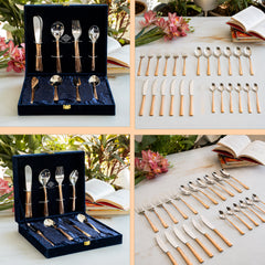 Steel Copper Cutlery Set of 24 pcs with Velver Gift Box