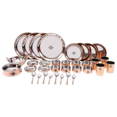 Pure Steel Copper 36 Piece Traditional Kitchen Dinner Set