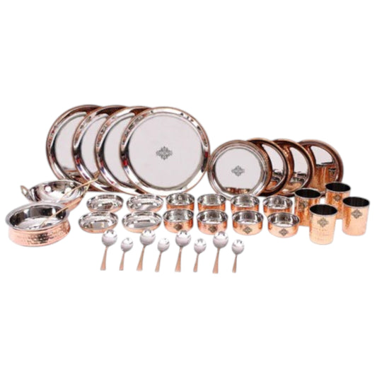 Pure Steel Copper 36 Piece Traditional Kitchen Dinner Set